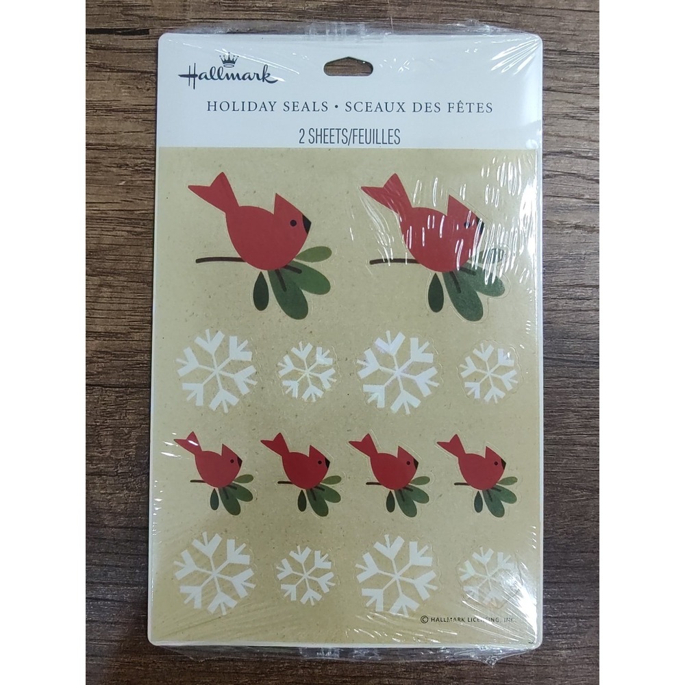 Vtg SEALED Hallmark Holiday Seal Stickers Christmas Cardinals Snowflakes S224